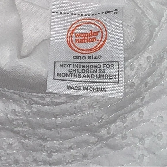 Wonder Nation |Girls Toddler One Size | White Eyelet Strap/Bow Sun Hat NEW NWT - Picture 7 of 10